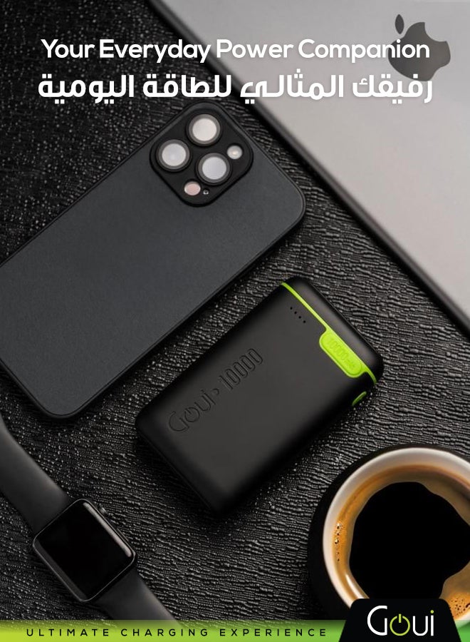 Goui 10000 mAh Kigo Power Bank Portable Charger – Simultaneous Charging for Smartphones, Tablets, Gaming Devices, Bluetooth & More – Compact, Travel-Friendly Design for On-the-Go Power Anywhere - Black - Image 4