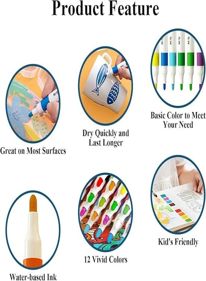 Camin Acrylic Paint Pens Marker Set, Medium Tip, Multi-Colour, for Cardboard, Wood, Metal, Plastic, Glass, Canvas, Ceramic, DIY Craft (Acrylic marker, 12) - Image 5