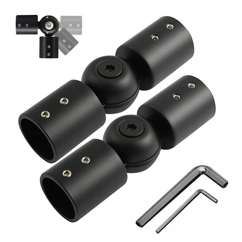 LISTENJIALE Curtain Rods Corner Connector Heavy Duty Adjustable Corner Curtain Rod Connector for 34 Inch Bay Windows BlindsBlack2 PCS
