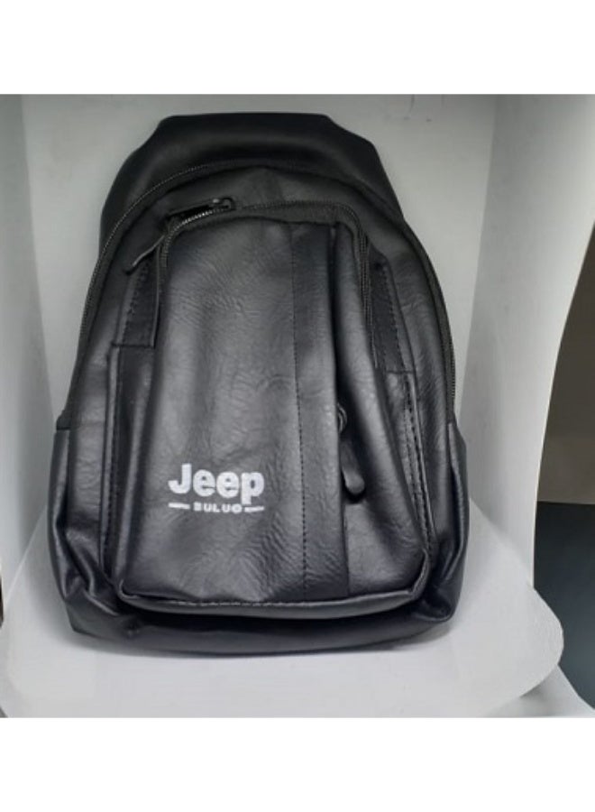 Jeep Padded faux leather bag - mesh back panel, black, 3 zipper