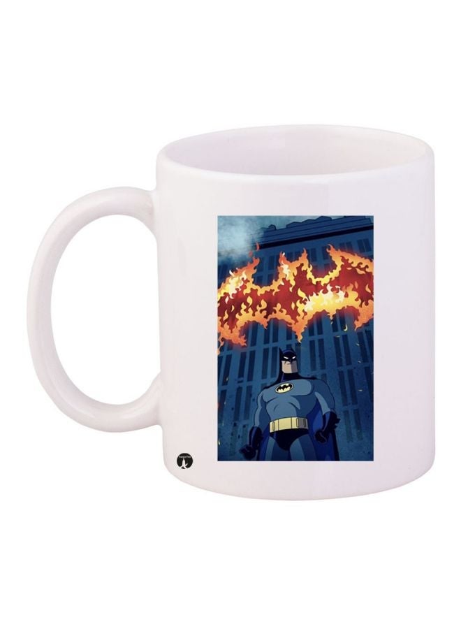 Batman Printed Coffee Mug White/Blue/Yellow 11ounce