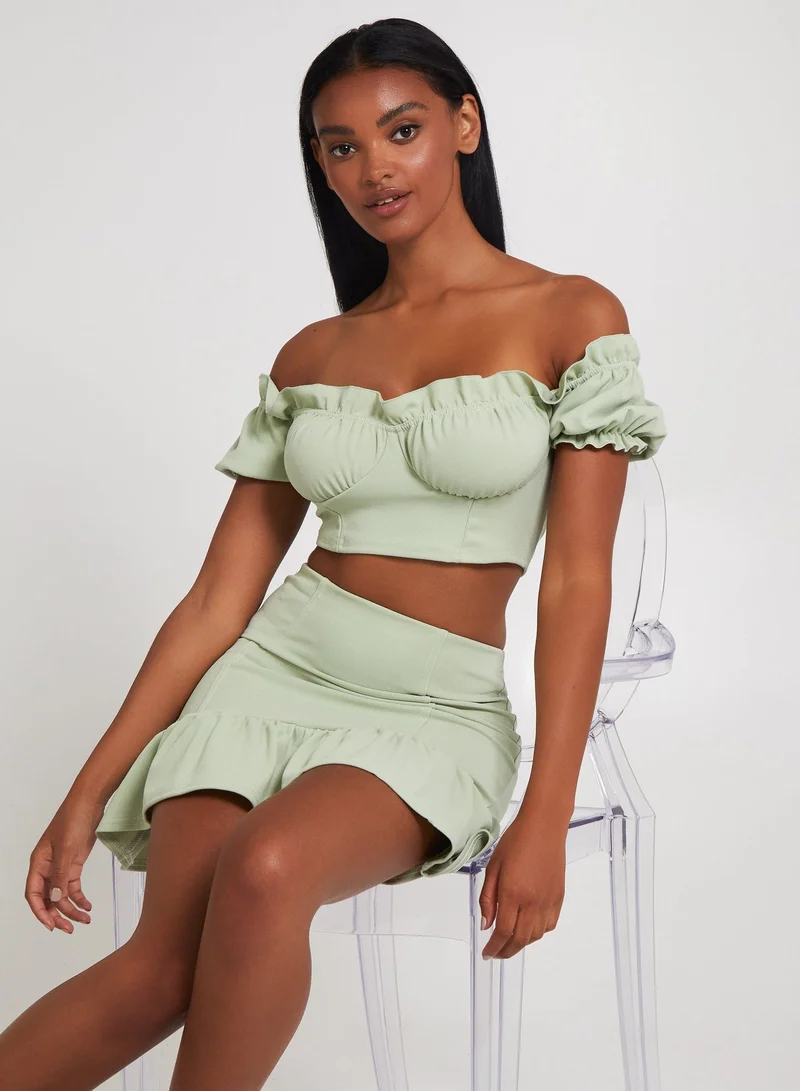 Pink Vanilla  Frill Detail Milkmaid Top for Women | Best Price UAE