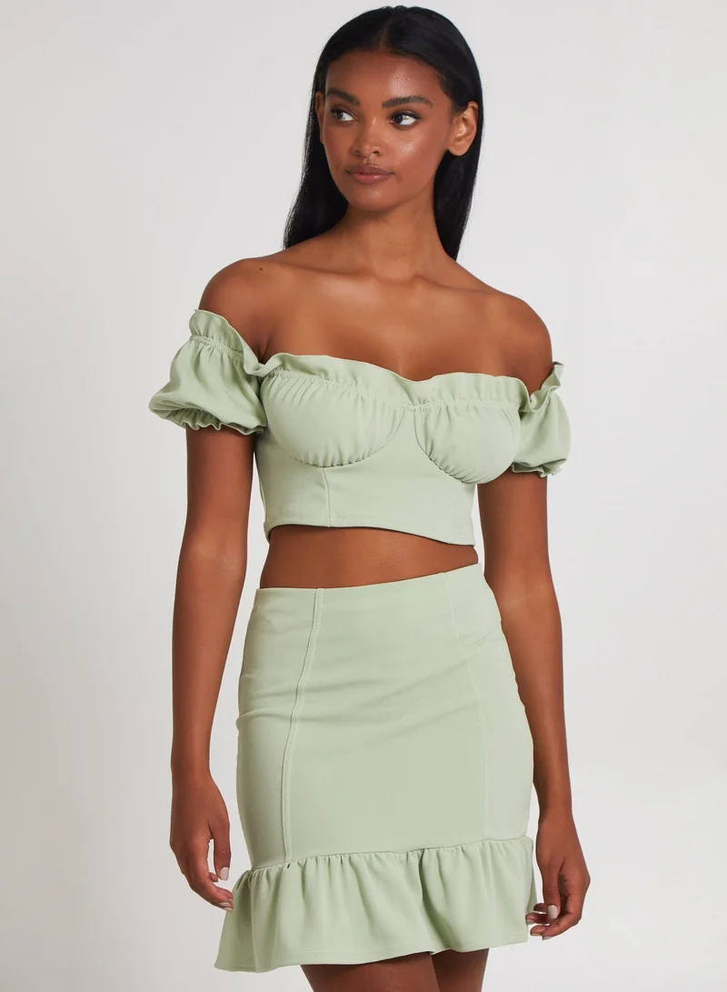 Pink Vanilla  Frill Detail Milkmaid Top for Women | Best Price UAE