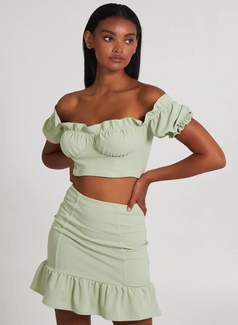 Pink Vanilla  Frill Detail Milkmaid Top for Women | Best Price UAE