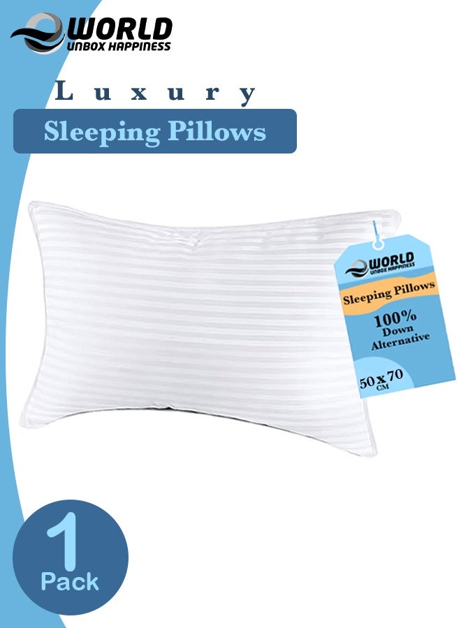إي وورلد وسادة فاخرة محشوة بحشوة بديلة للريش – عبوة من 1، بغطاء قابل للتنفس وحشوة من الألياف الدقيقة وتصميم مرتد ناعم، مضادة للحساسية وذات جودة فندقية فاخرة – 50×70 سم - Image 1