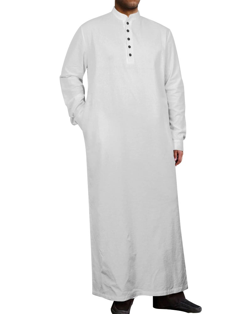 YAOHUOLE ثوب ياهول مسلم للرجال بأكمام طويلة ثوب للرجال مسلم ثوب أبيض M - Image 1