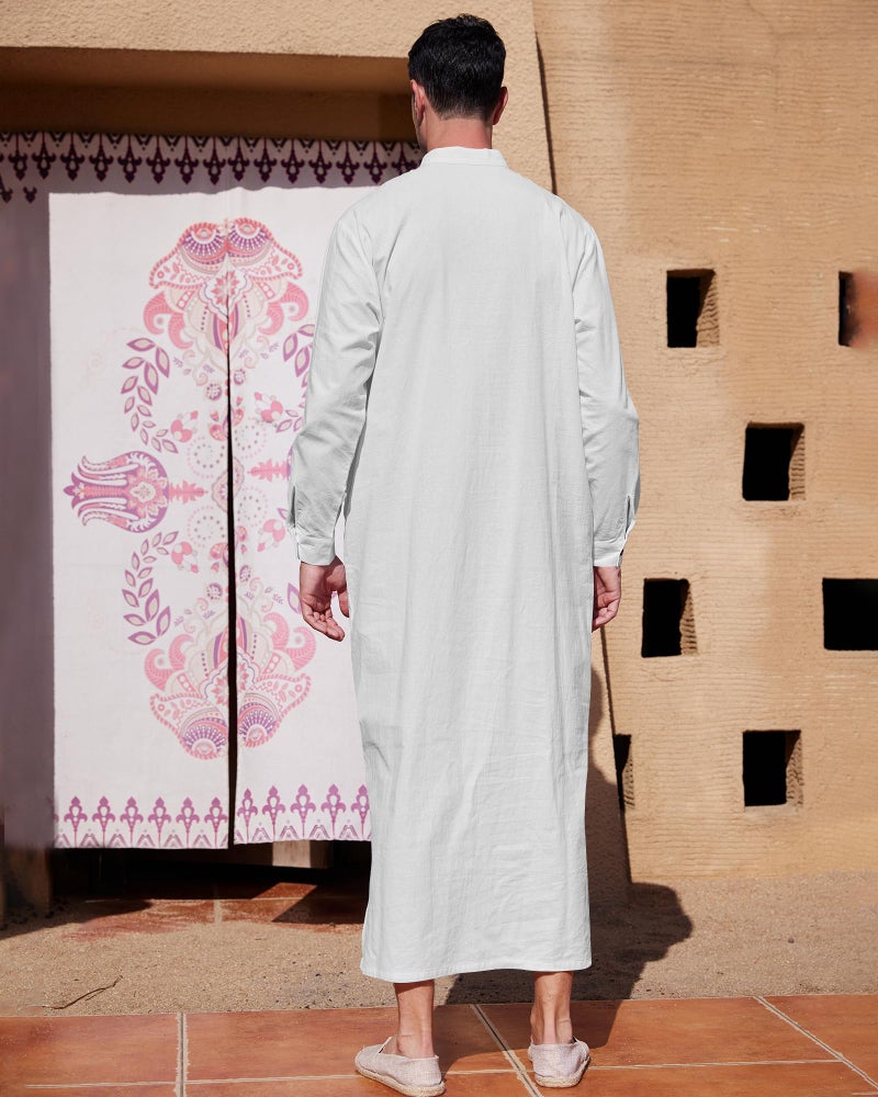 YAOHUOLE ثوب ياهول مسلم للرجال بأكمام طويلة ثوب للرجال مسلم ثوب أبيض M - Image 4