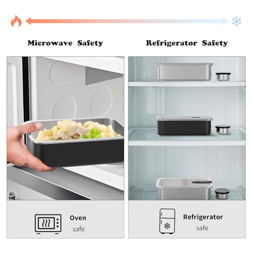 Bakpoco Stainless Steel Bento Lunch Box for Adult, 42oz Leak-Proof Lunch Box Containers, Microwave-Safe, with Adjustable Divider, Convenient Metal Lunchbox for Work, Travel - Image 5