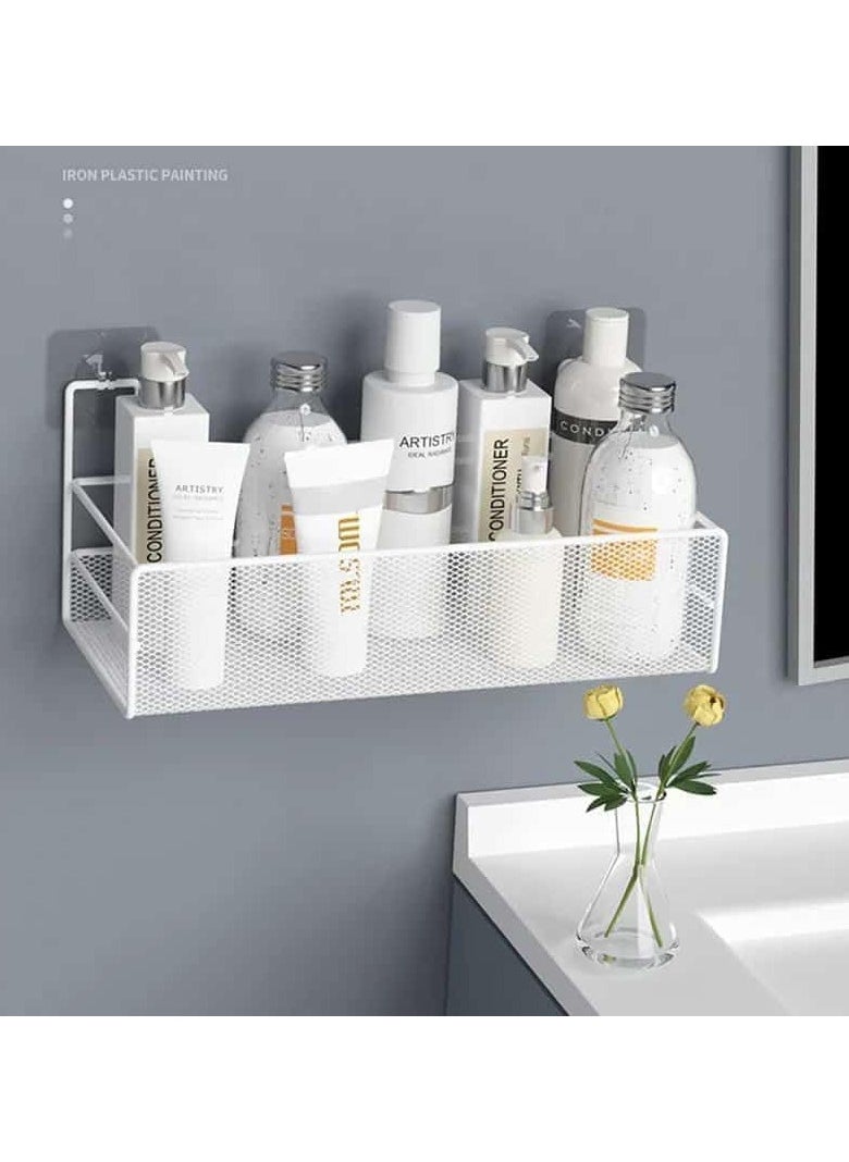 Generic Stainless steel bathroom stand with double hooks for hanging without nails, black color, 36cm*15cm*15cm  - Image 4