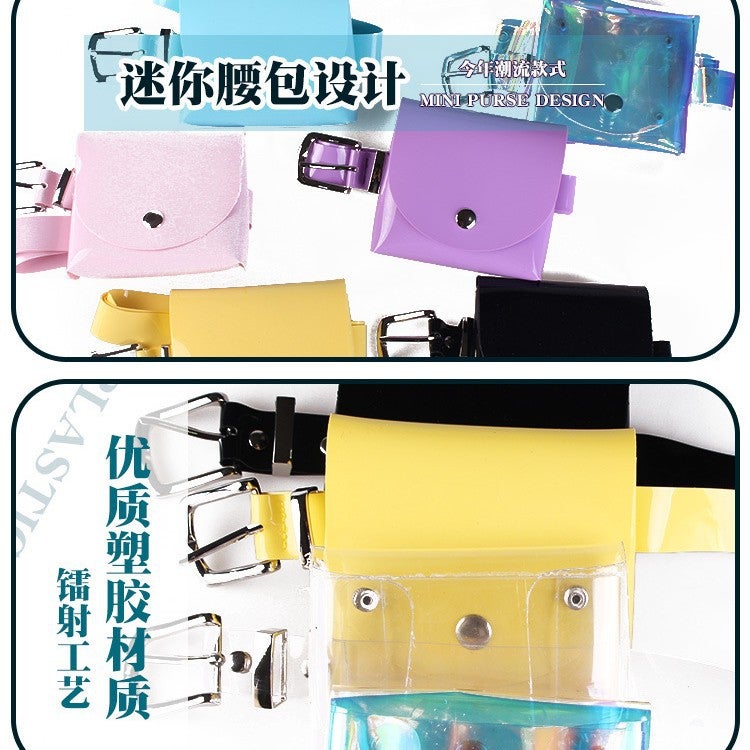 Fashion Mini Bag Plastic Belt Women Laser Decorative Transparent Children Coin Purse Bag Waist Jelly Belt - Image 4