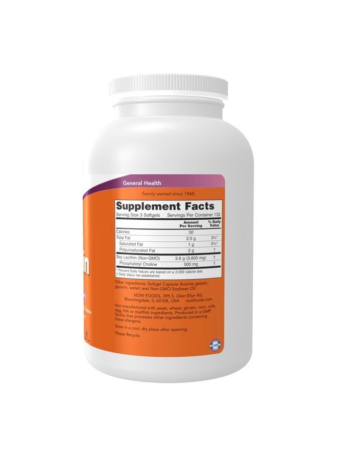 now Supplements, Lecithin 1200 mg with naturally occurring Phosphatidyl Choline, 400 Softgels - Image 2