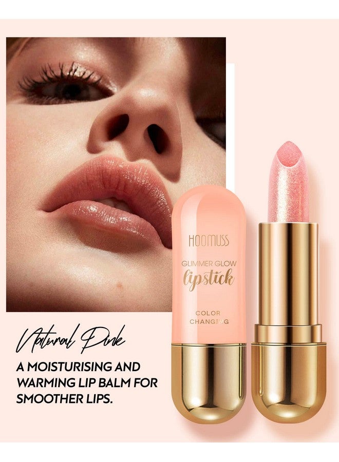 HOOMUSS Glimmer Balm Tinted Lip Balm Long Lasting Ph Lipstick Color Changing Lipstick Natural Chapstick Glitter Pink Shade Lipstick (Pearl) - Image 2