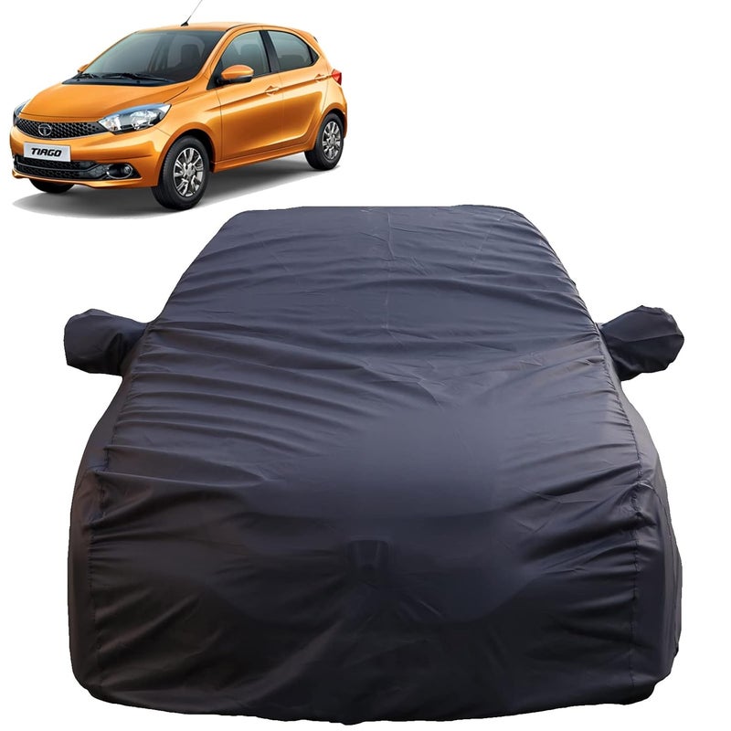 Autofact Tiago Waterproof Car Cover with Mirror Pockets, Grey Color, 4x4 American Matty,Triple Stitched, Compatible with Tata Tiago Car Cover (2016 to 2024), Tiago Car Accessories - Image 1