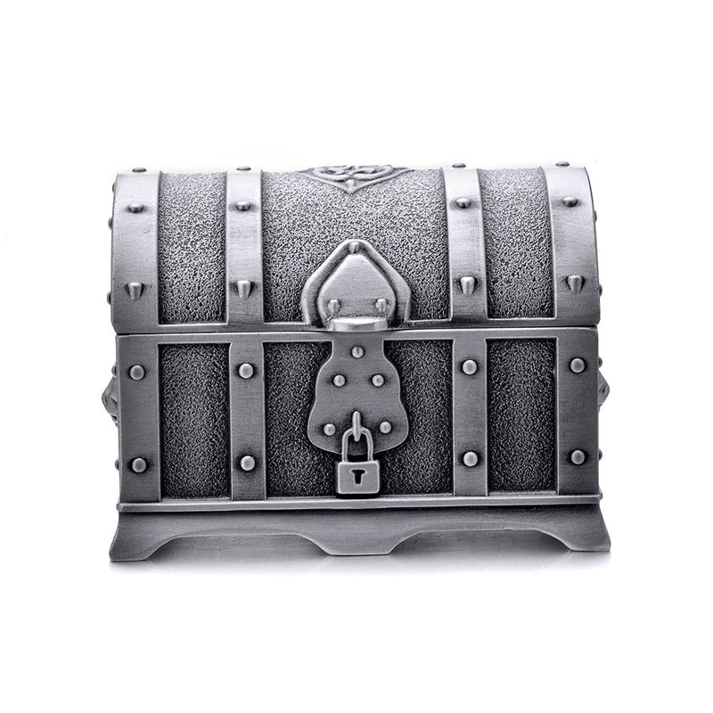AVESON Rectangle Vintage Metal Treasure Chest Trinket Jewelry Box Gift Box Ring Case for Girls Ladies Women, Small, Tin Color - Image 2