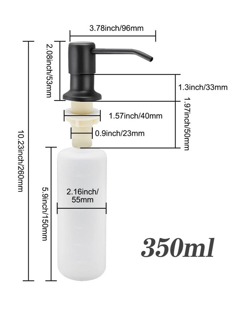SOLARAE Sink Soap Dispenser Kitchen, Kitchen Built-in Stainless Steel Dispenser for Sink, Refillable Soap Dispenser with 360° Rotation Pump for Kitchen Sink, Great for kitchen and Bathroom (350ml) - Image 3