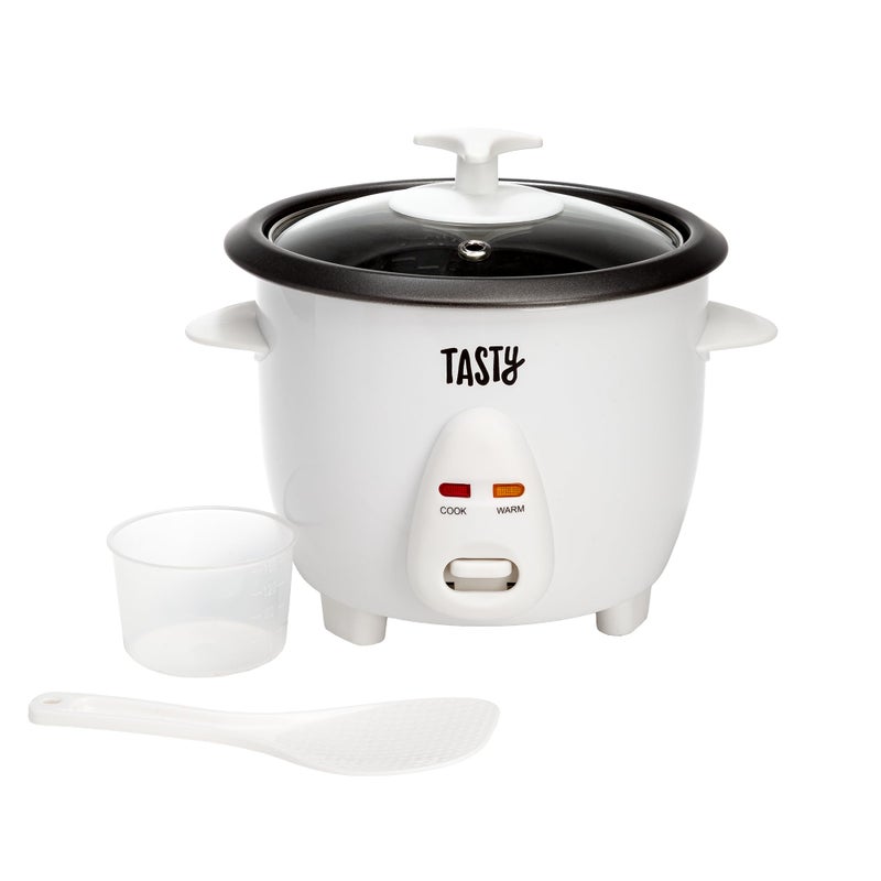 Tasty Mini Rice Cooker with Removable Nonstick Bowl and Auto Keep Warm Function, Great For Soups, Stews, Grains and Oats, 6 Cups Cooked (3 Cups Uncooked), 1.5-Quart, White - Image 1