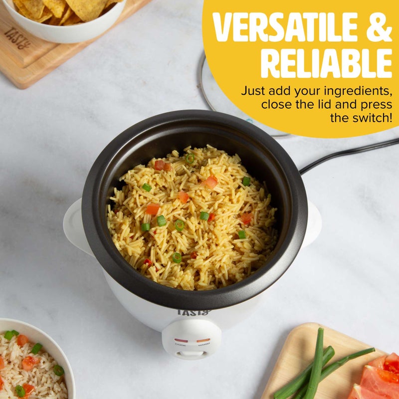 Tasty Mini Rice Cooker with Removable Nonstick Bowl and Auto Keep Warm Function, Great For Soups, Stews, Grains and Oats, 6 Cups Cooked (3 Cups Uncooked), 1.5-Quart, White - Image 4