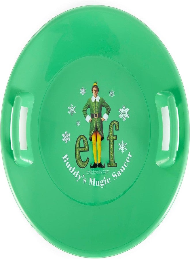 Slippery Racer Heavy-Duty Cold Resistant Downhill Pro Adults and Kids Plastic Outdoor Winter Saucer Disc Snow Sled with Handles (Buddy/ELF, 1) - Image 1