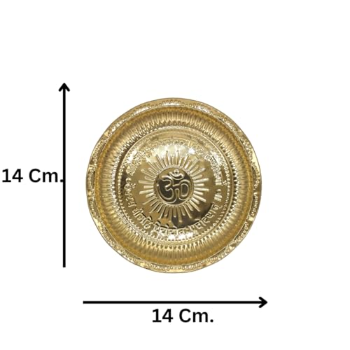 Navyaksh Tripai Shivling Lota Stand with Plate for Shivling Puja, Milk & Water Jalabhisek, Brass, Gold - Image 2
