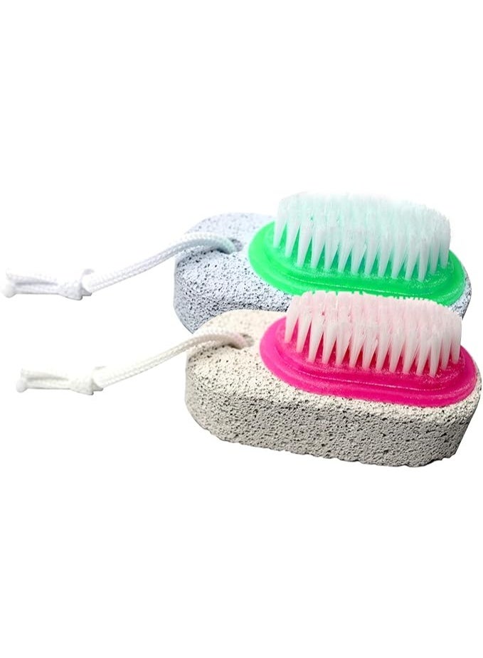 حجر قدم مع فرشاة تنظيف الأظافر، ألوان متعددة، للعناية بالقدمين والأظافر ( متعدد الالوان ) - Image 2