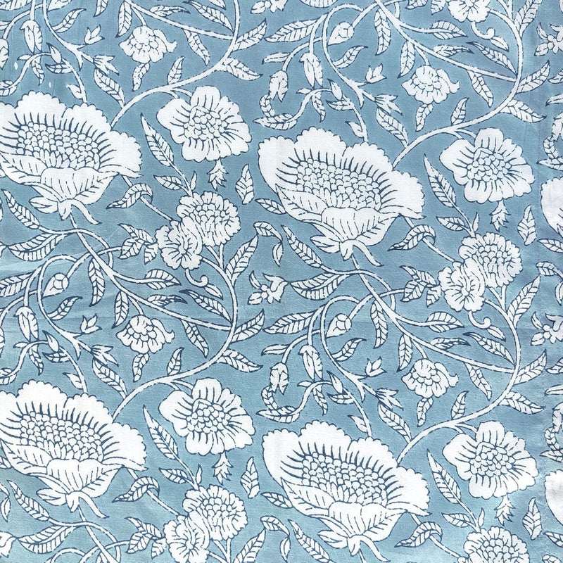 AVKA Studio Soft Cotton Napkins 18x18 inches  Washable Thin Cloth Dinner Napkins Set of 6  Everyday Use or Dinner Party and Events  Greyish Blue Floral Lightweight Indian Block Print Soft Fabric by Craftbot - Image 5
