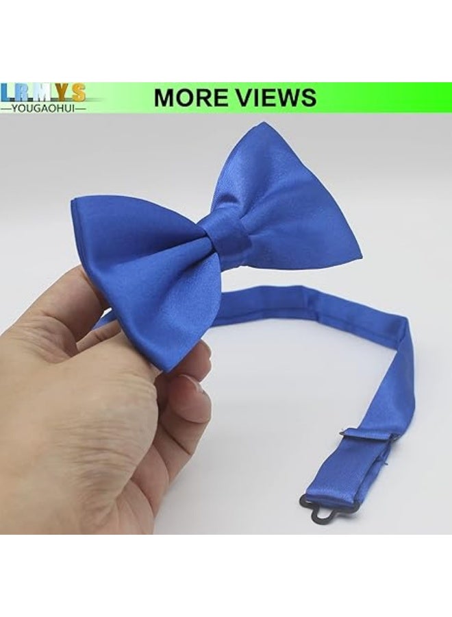 Pre-Tied Bow Tie Satin Solid Bowtie Adjustable Tuxedo Bowties for Men and Boys - Image 4