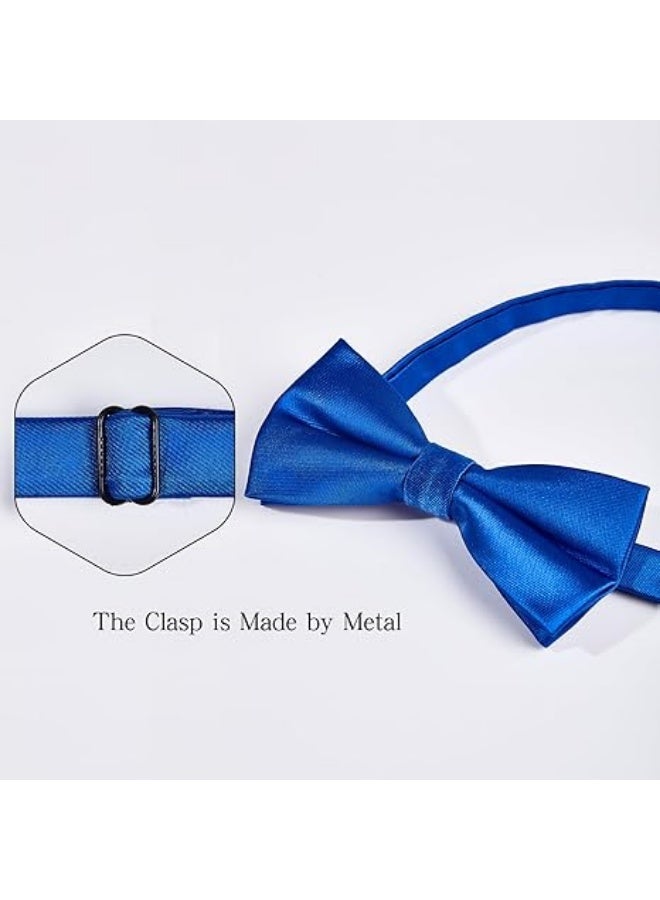 Pre-Tied Bow Tie Satin Solid Bowtie Adjustable Tuxedo Bowties for Men and Boys - Image 2
