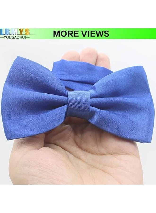 Pre-Tied Bow Tie Satin Solid Bowtie Adjustable Tuxedo Bowties for Men and Boys - Image 3