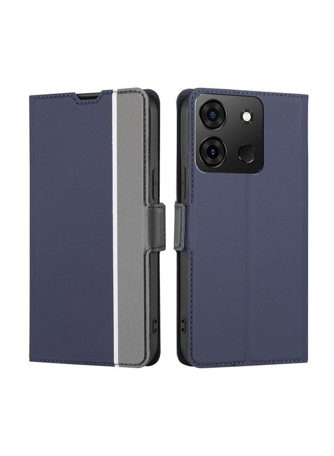 زبون جراب لهاتف Infinix Smart 7 مصنوع من الجلد بمشبك جانبي من نسيج قطني - Image 1