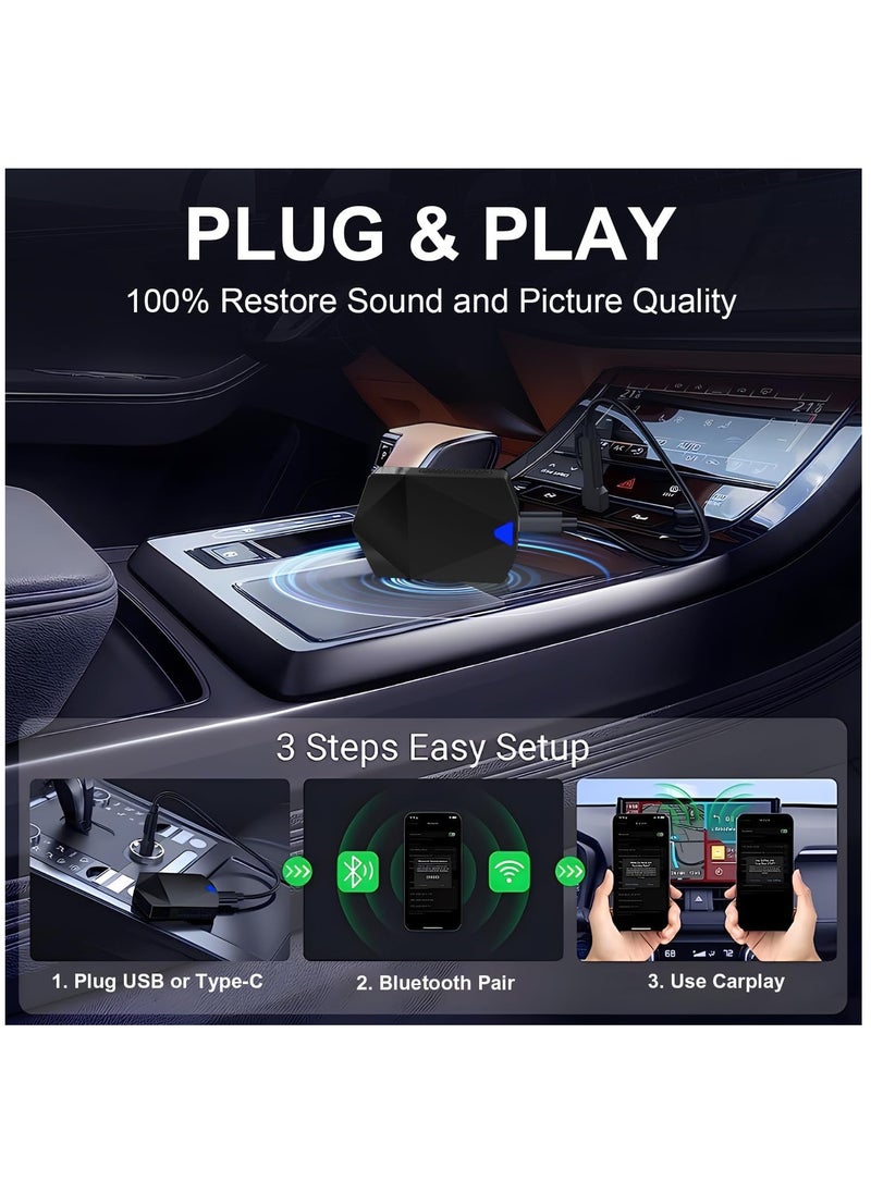 SYOSI Wireless Carplay Adapter for Apple, Carplay Wireless Adapter Convert Wired to Wireless, Plug & Play Auto Connect Fast Easy Use Fit for Cars from 2016 & iPhone iOS 10+  - Image 2
