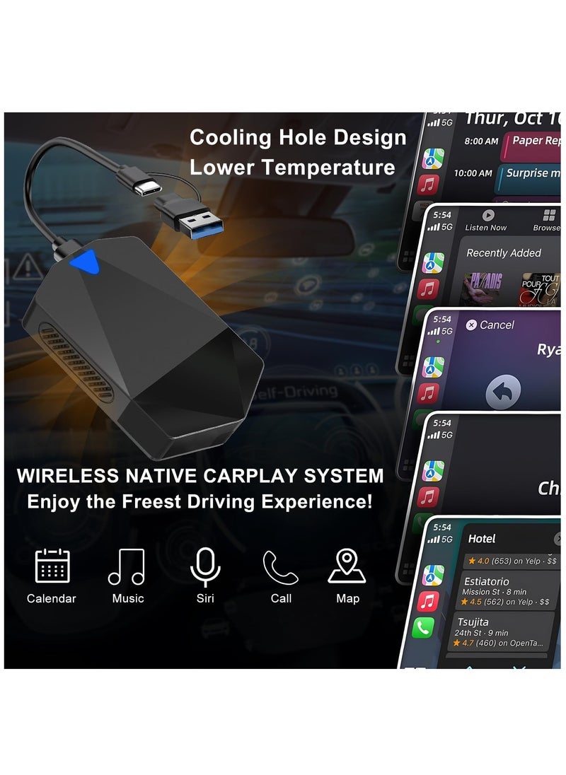 SYOSI Wireless Carplay Adapter for Apple, Carplay Wireless Adapter Convert Wired to Wireless, Plug & Play Auto Connect Fast Easy Use Fit for Cars from 2016 & iPhone iOS 10+  - Image 4