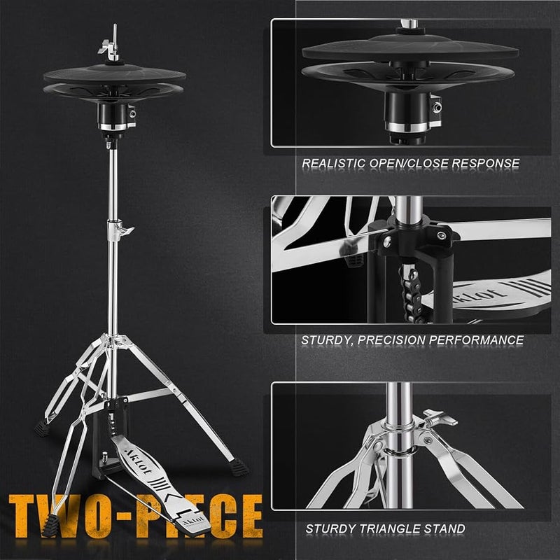 AKLOT Expanded-Size Electric Drum Set: Independent Double Pedal Bass Drum and 10’’ Dual-Zone Snare, Two-Piece Standalone Hi-Hat, 12’’ Triple-Zone Ride Cymbal, 460 Sounds, USB MIDI (B-CORE541D) - Image 4