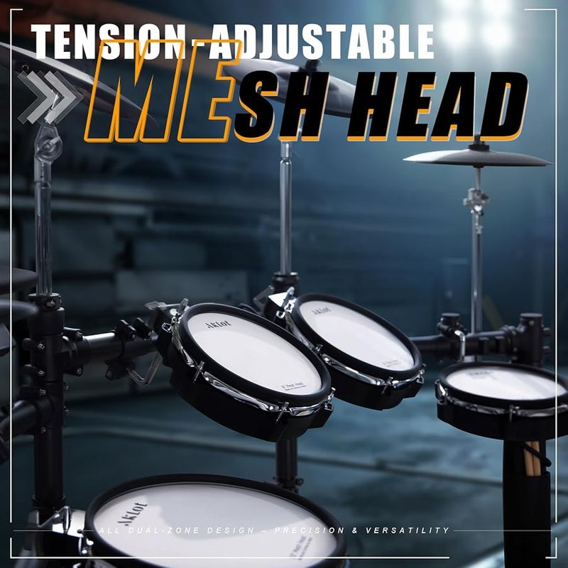 AKLOT Expanded-Size Electric Drum Set: Independent Double Pedal Bass Drum and 10’’ Dual-Zone Snare, Two-Piece Standalone Hi-Hat, 12’’ Triple-Zone Ride Cymbal, 460 Sounds, USB MIDI (B-CORE541D) - Image 5