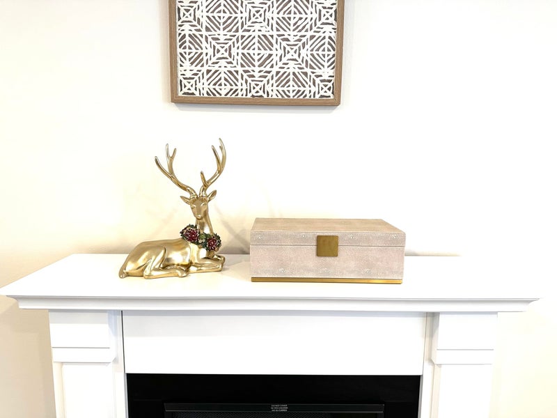 WV Ivory Shagreen Large Decorative Box PU Leather Rectangular Storage Box for Shel Closet Storage Dresser Jewelry Box Men's &Women's Accessories Organizer (ivory, 14x8.3 inch) - Image 3