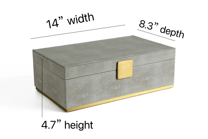 WV Ivory Shagreen Large Decorative Box PU Leather Rectangular Storage Box for Shel Closet Storage Dresser Jewelry Box Men's &Women's Accessories Organizer (ivory, 14x8.3 inch) - Image 2