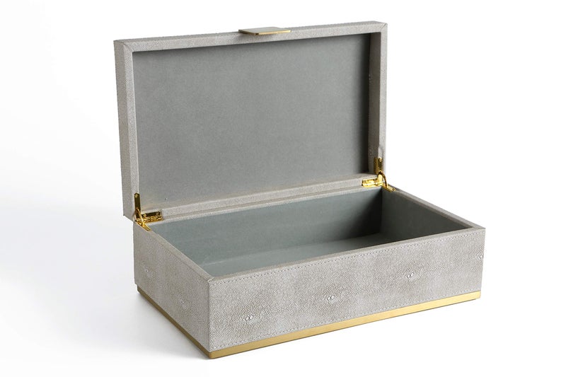 WV Ivory Shagreen Large Decorative Box PU Leather Rectangular Storage Box for Shel Closet Storage Dresser Jewelry Box Men's &Women's Accessories Organizer (ivory, 14x8.3 inch) - Image 5