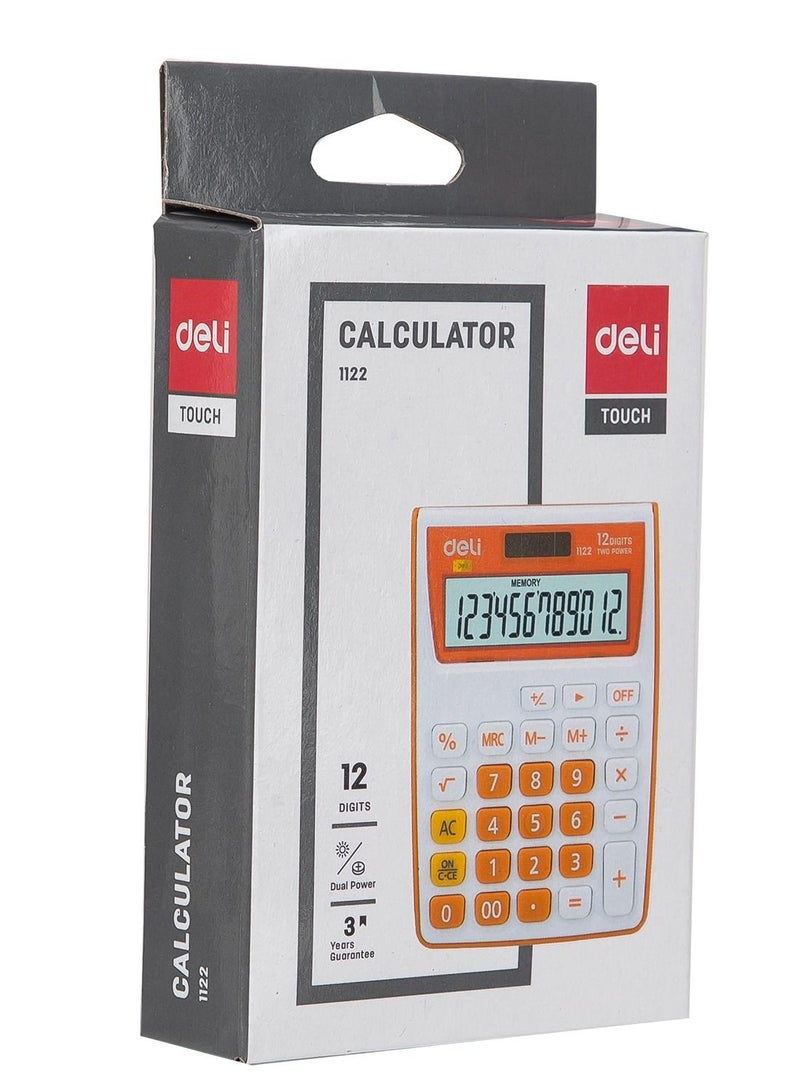 Deli 12-Digit Dual Power Calculator Assorted Colours - Image 1