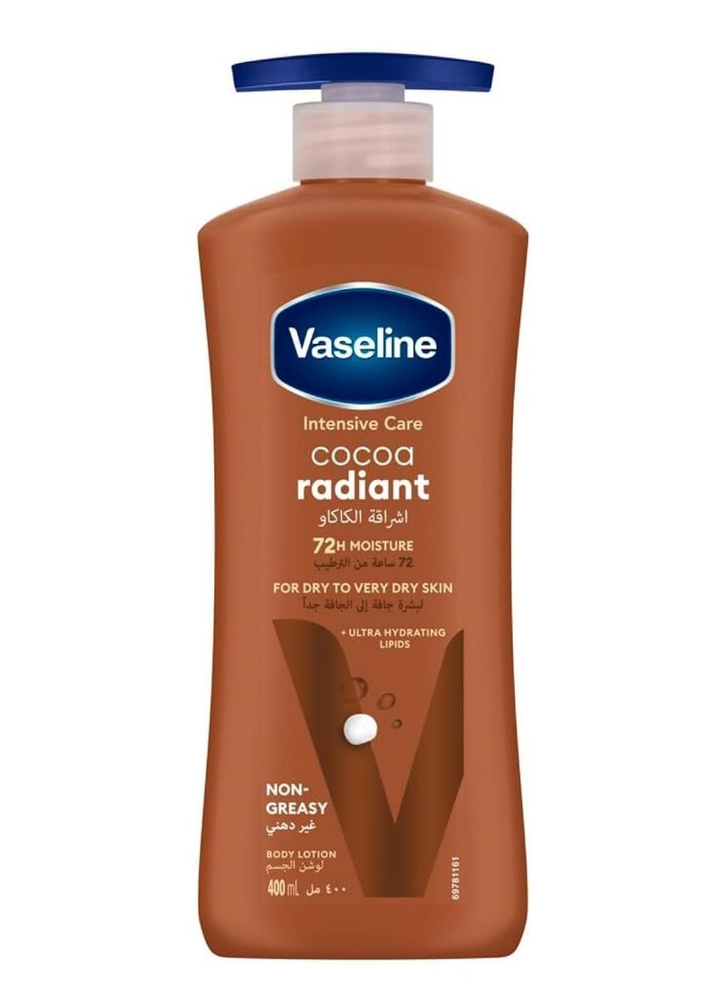 فازلين لوشن فازلين للجسم برائحة الكاكاو المنعشة مع زبدة الكاكاو، تركيبة غير دهنية، يعيد إشراقة البشرة الباهتة والجافة، 400 مل - Image 1