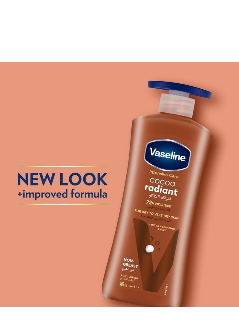 فازلين لوشن فازلين للجسم برائحة الكاكاو المنعشة مع زبدة الكاكاو، تركيبة غير دهنية، يعيد إشراقة البشرة الباهتة والجافة، 400 مل - Image 3