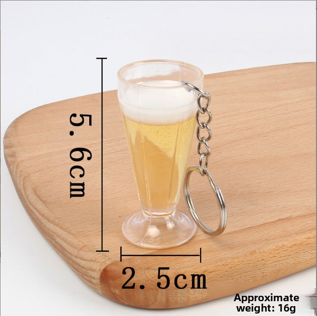 Miniature Beer Mug Keychain Simulation Craft Champagne-Keychain 