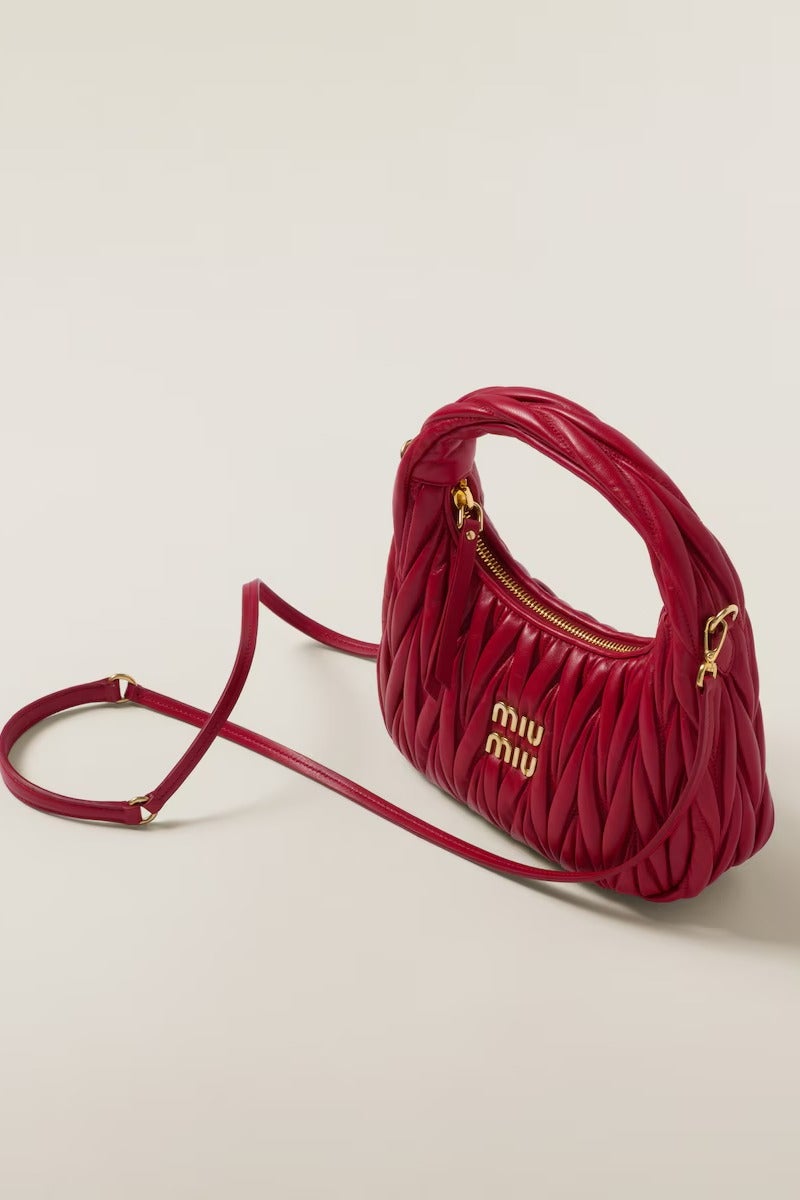 Miu Miu MIU Wander nappa leather hobo Shoulder Bag With Crossbody Strap Zip Closure  - Image 2