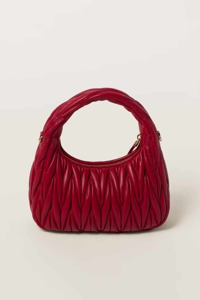 Miu Miu MIU Wander nappa leather hobo Shoulder Bag With Crossbody Strap Zip Closure  - Image 3
