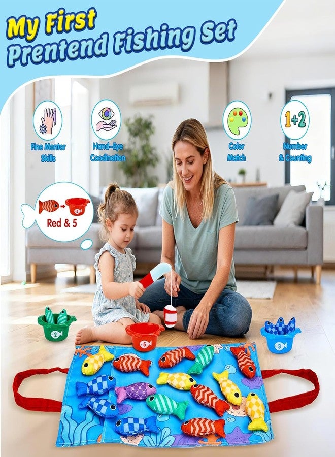 Slipps Montessori Toys for 1 Year Old Boy Girl Birthday Gift - 10 in 1 Cloth Fishing Game Day Gifts for Toddler Toys 1-3 with Stacking Cups - Number Counting, Color Sorting Learning - Image 2