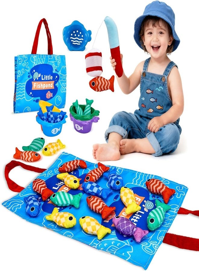 Slipps Montessori Toys for 1 Year Old Boy Girl Birthday Gift - 10 in 1 Cloth Fishing Game Day Gifts for Toddler Toys 1-3 with Stacking Cups - Number Counting, Color Sorting Learning - Image 1
