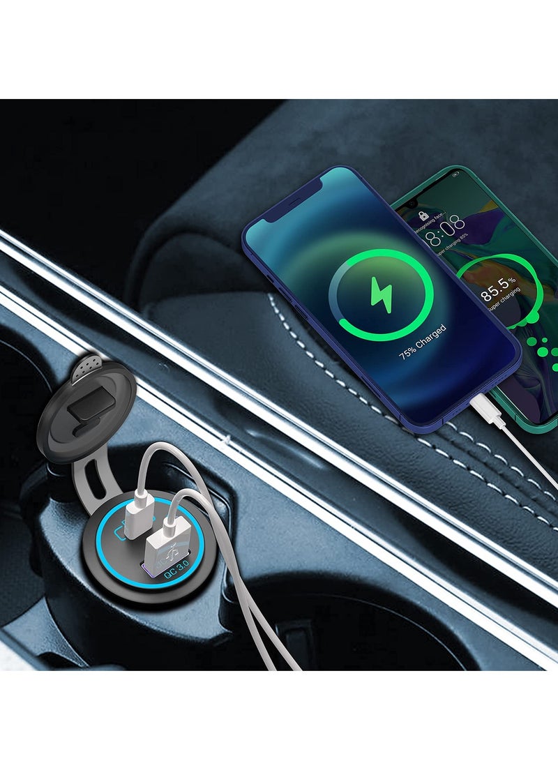 KASTWAVE socket شاحن سيارة سريع USB 12V PD 3.0 و سريع مع زر تشغيل/إيقاف وسلك بطول 59 بوصة مقاوم للماء لسيارات 12V/24V وزوارق وكارت جولف وسفن بحرية ومركبات منزلية ودراجات نارية. - Image 4