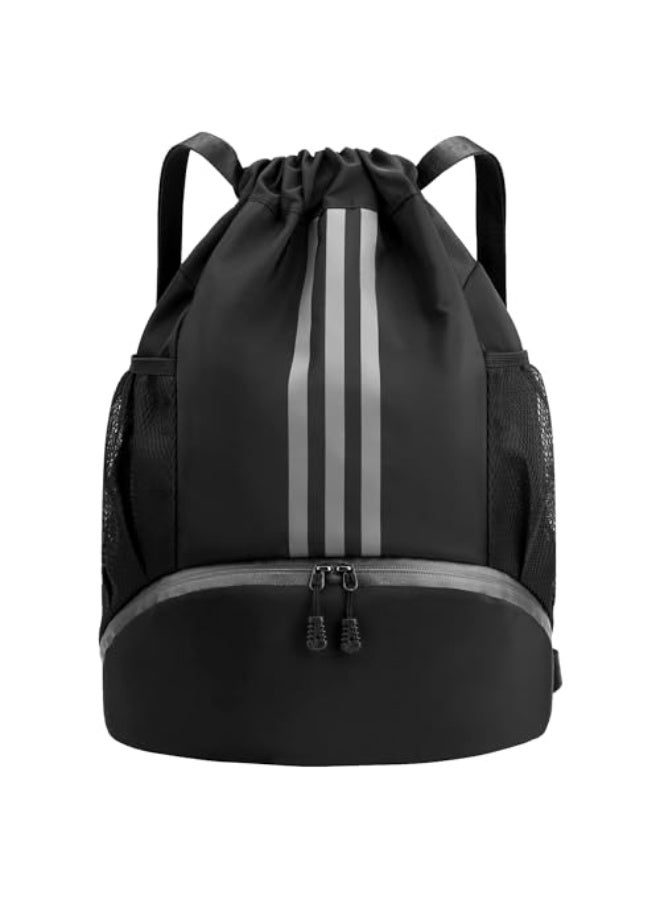 DOOKOO Drawstring Backpack Drawstring Bag Gym Sack String Bag, Basketball Bag Bundle Pocket Drawstring Backpack Student School Bag Football Bag Storage Bag Large Capacity Fitness - Image 2