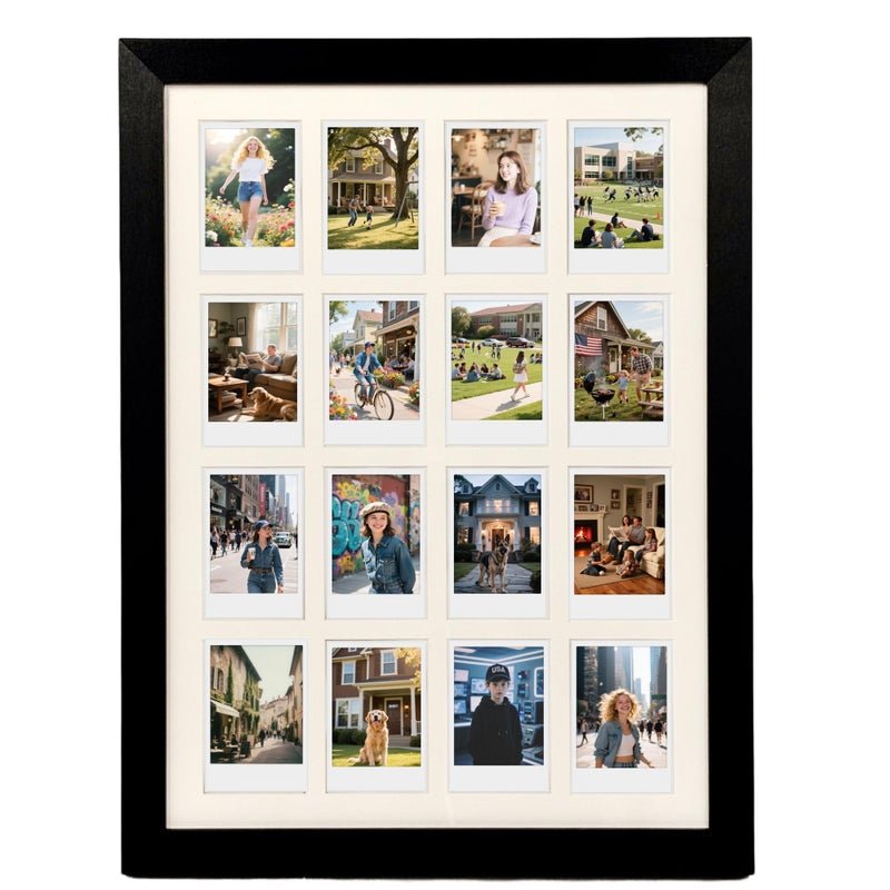 Comtraker Polaroid Picture Frame Collage for 2x3 Instax Mini Film 16 Openings Black Photo Wall Display black 176126