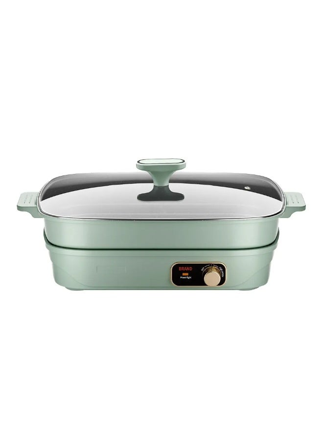 Multi-Functional Split Electric Skillet, 6L Non-Stick Stone Coating Aluminum Pot, Modern Mint Green and Rose Gold Kitchen Appliance, Detachable Magnetic Heating Base with 1600W Power, Tempered Glass Lid, Adjustable Two-Step Temperature Control, Ideal for Frying, Cooking, Baking, Steaming, Hot Pot, Family Meals, Soups, Meat, Vegetables, Pasta, Stews, Easy to Clean, Stylish and Durable Electric Cooking Pan for Home Kitchen, Includes Wooden Bamboo Flat Spatula for Non-Stick Surface Protection - Image 4