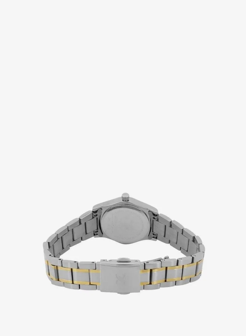 Daniel Klein Women's Stainless Steel Silver and Gold Alloy Case Analog Dark Green Round Emboss Dial Japanese Quartz Premium 30 Meters Water Resistant