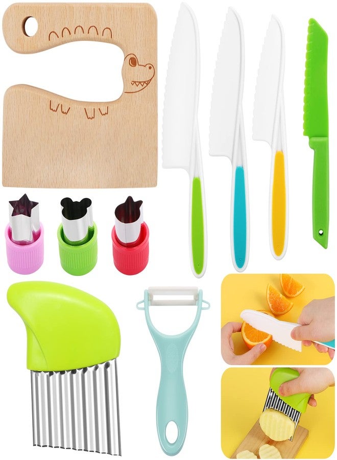 CCOZN 10PCS Kids Knife Set, Toddler Safe Knives for Real Cooking, Serrated Edges, Kids Cooking Utensils, Kitchen Tools for Toddlers, Potato Slicers, Cake Scraper - Image 1